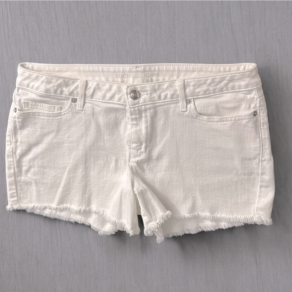 Michael Kors | White Frayed Denim Shorts | Short - Shorts | Size 4